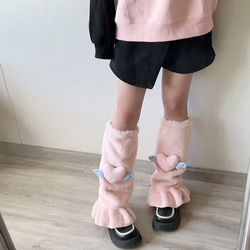 Pluszowe ocieplacze na nogi z kokardką w stylu Harajuku Ciemnoszary