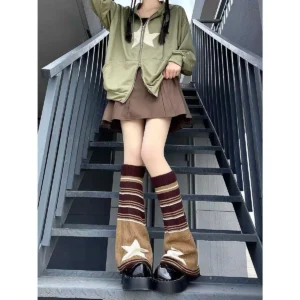 Pluszowe ocieplacze na nogi z kokardką w stylu Harajuku Niebieski