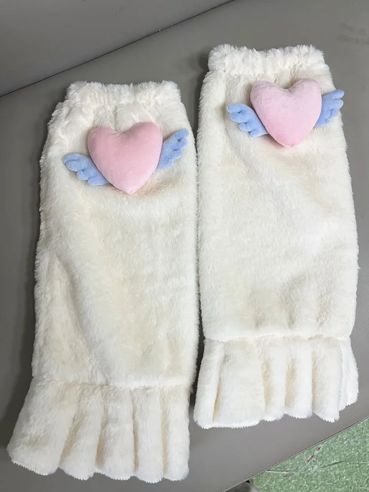 Pluszowe ocieplacze na nogi z kokardą w stylu Kawaii Y2K Brązowy