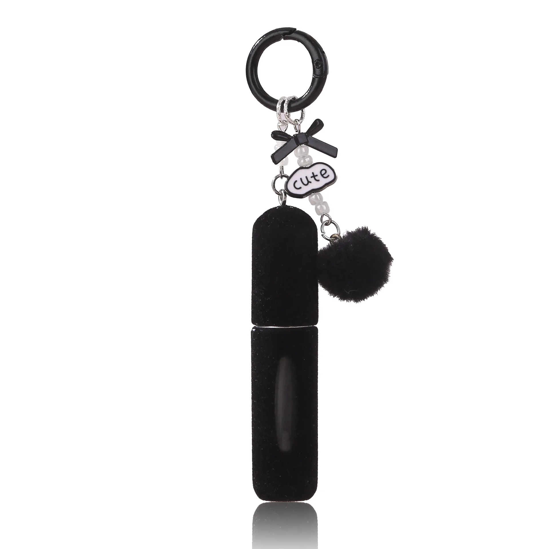 Pluszowy brelok z butelką na perfumy 5ml — dziewczęca ozdoba do torebki Khaki