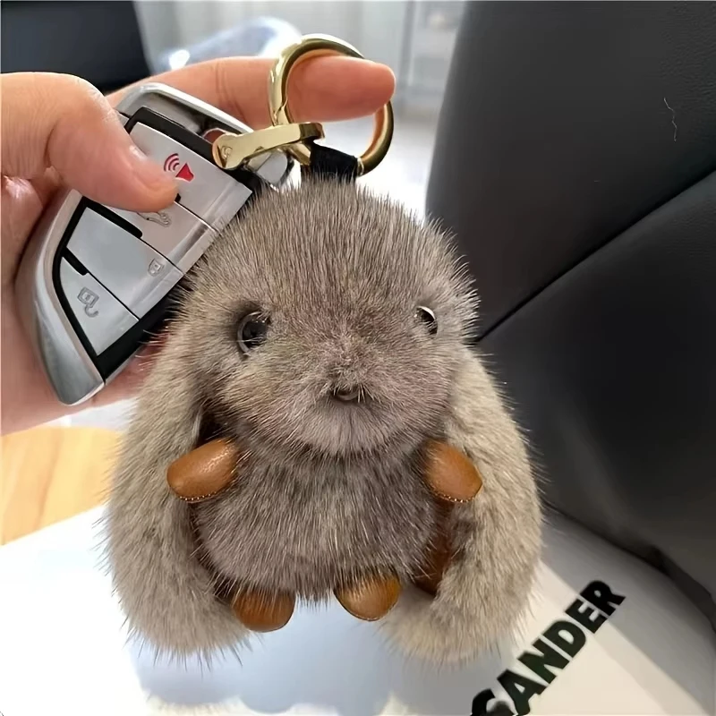 Pluszowy brelok królik do torebki Czarny