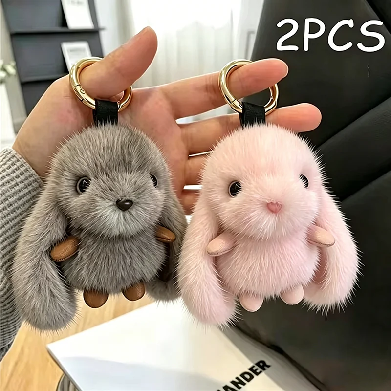 Pluszowy brelok królik do torebki Szary