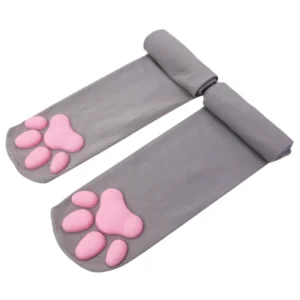 Podkolanówki 3D z kocimi łapkami kawaii Lolita Szary