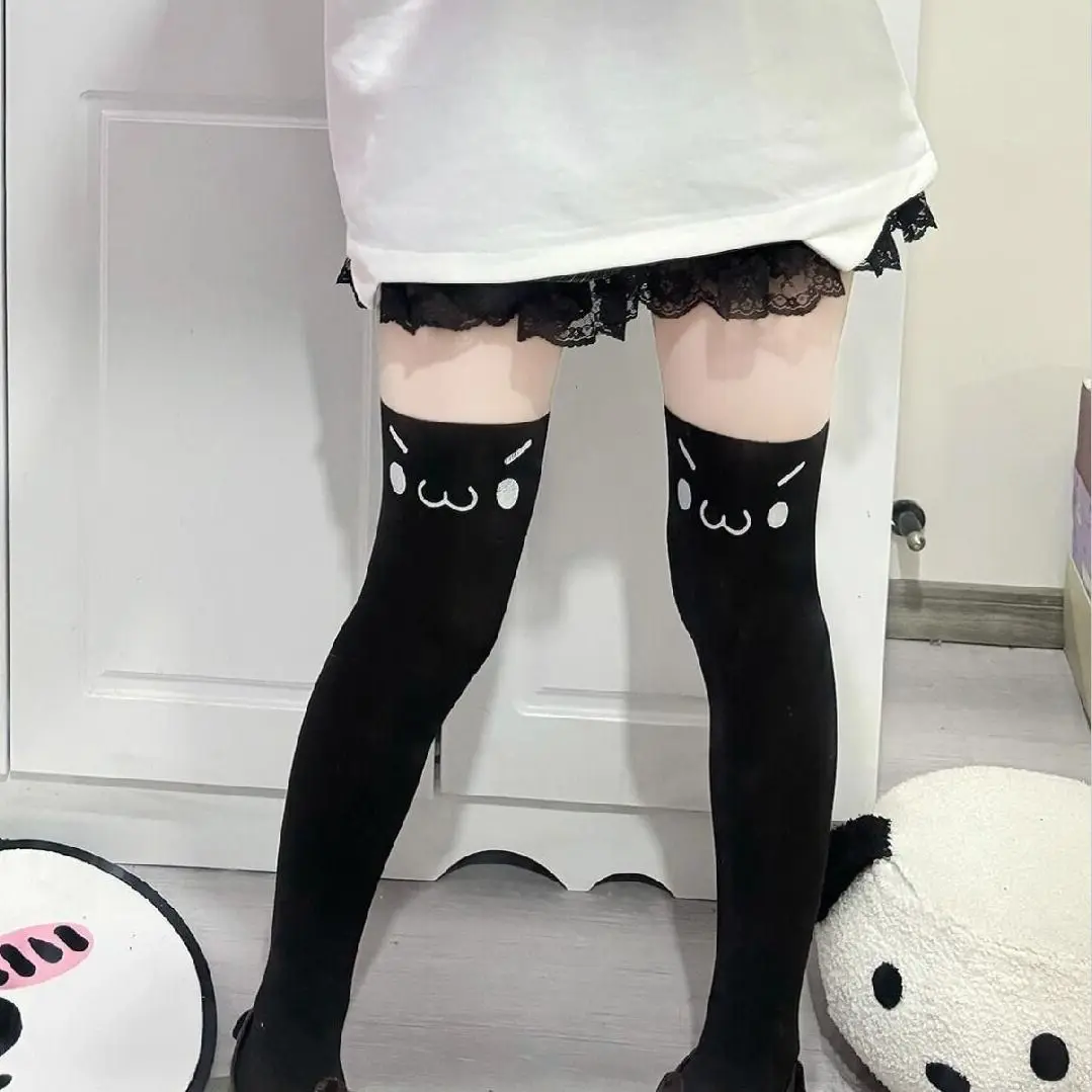 Podkolanówki do uda w stylu Lolita – długie skarpetki kawaii Y2K harajuku Brązowy