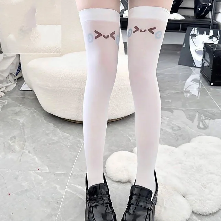 Podkolanówki do uda w stylu Lolita – długie skarpetki kawaii Y2K harajuku Khaki
