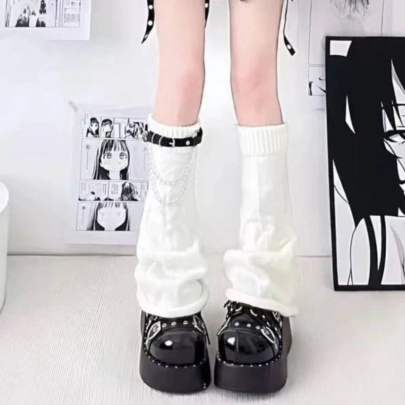 Podkolanówki z koronką w stylu Y2K Harajuku Ciemnoszary