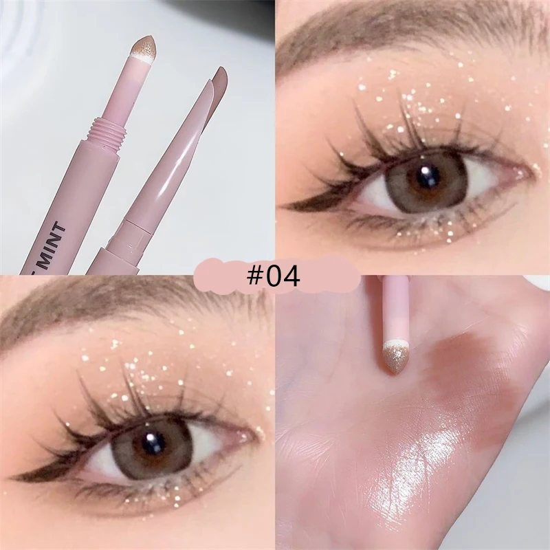 Podwójna kredka jedwabnik eyeliner brokat mat cień do powiek rozświetlacz Pomarańczowy