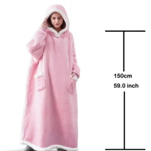 Polarowa bluza-koc z kapturem do domu Szary