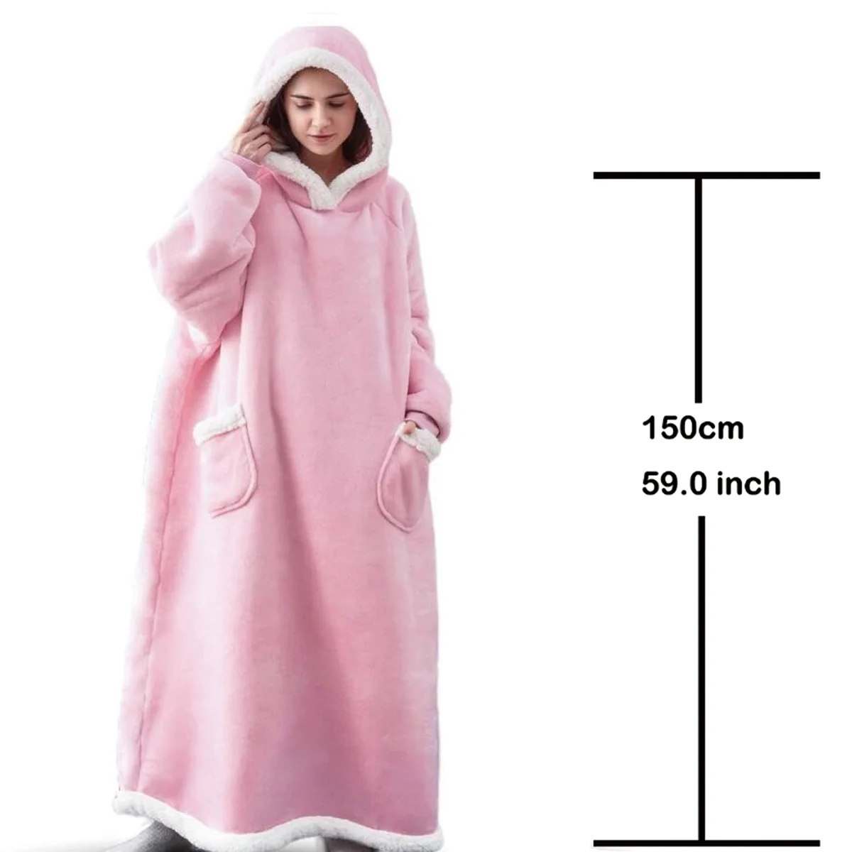 Polarowa bluza-koc z kapturem do domu Szary