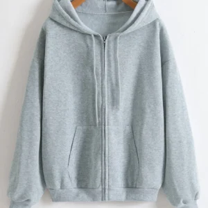 Polarowa bluza z zamkiem sportowa damska Y2K casual Czarny