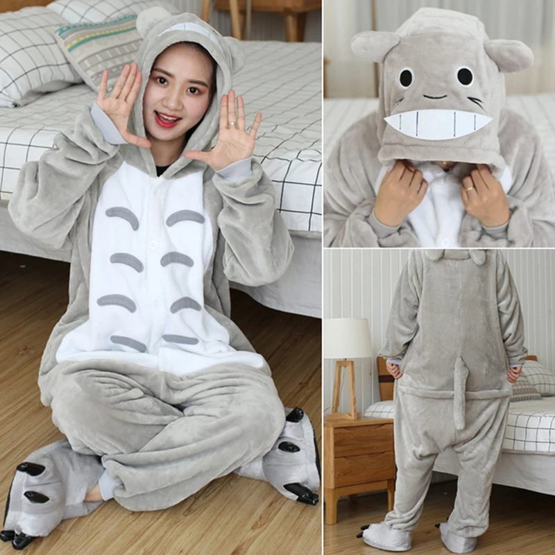 Polarowa piżama jednorożec onesie damska – kombinezon na noc Fuksja