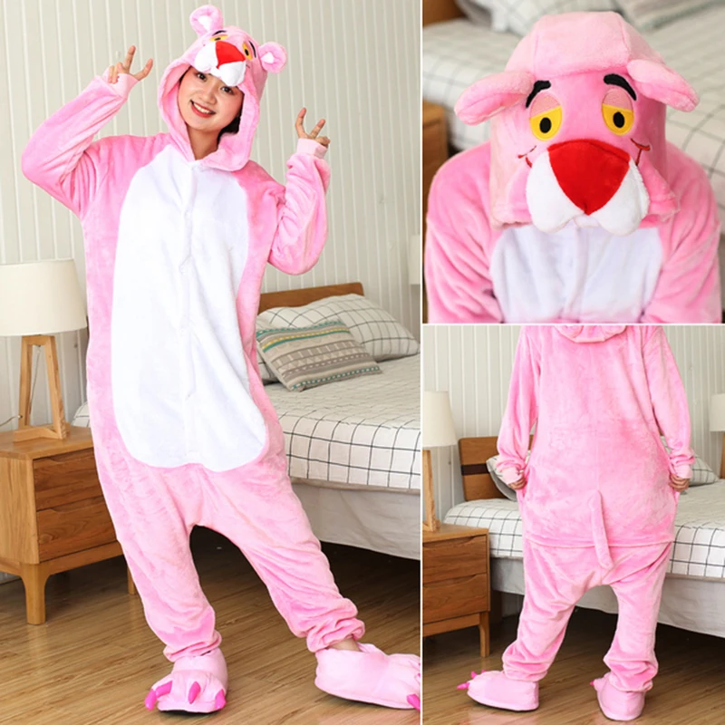 Polarowa piżama jednorożec onesie damska – kombinezon na noc Róża czerwona