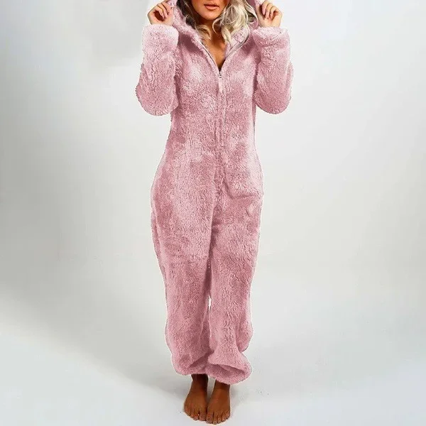 Polarowy kombinezon z kapturem damski plus size do 5XL Armijna zieleń
