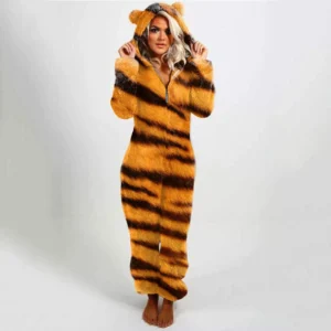 Polarowy kombinezon z kapturem damski plus size do 5XL Zielony