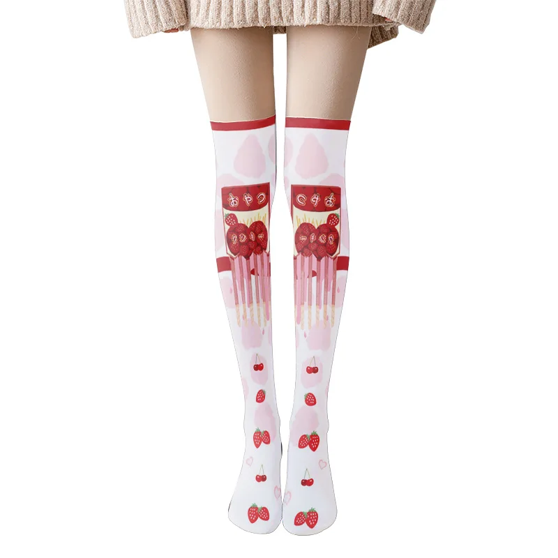 Pończochy do uda Lolita kawaii z jednorożcem Turkusowy
