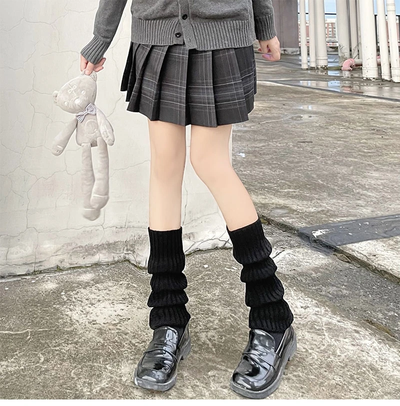 Prążkowane ocieplacze na nogi Goth Lolita – długie dzianinowe Złoto