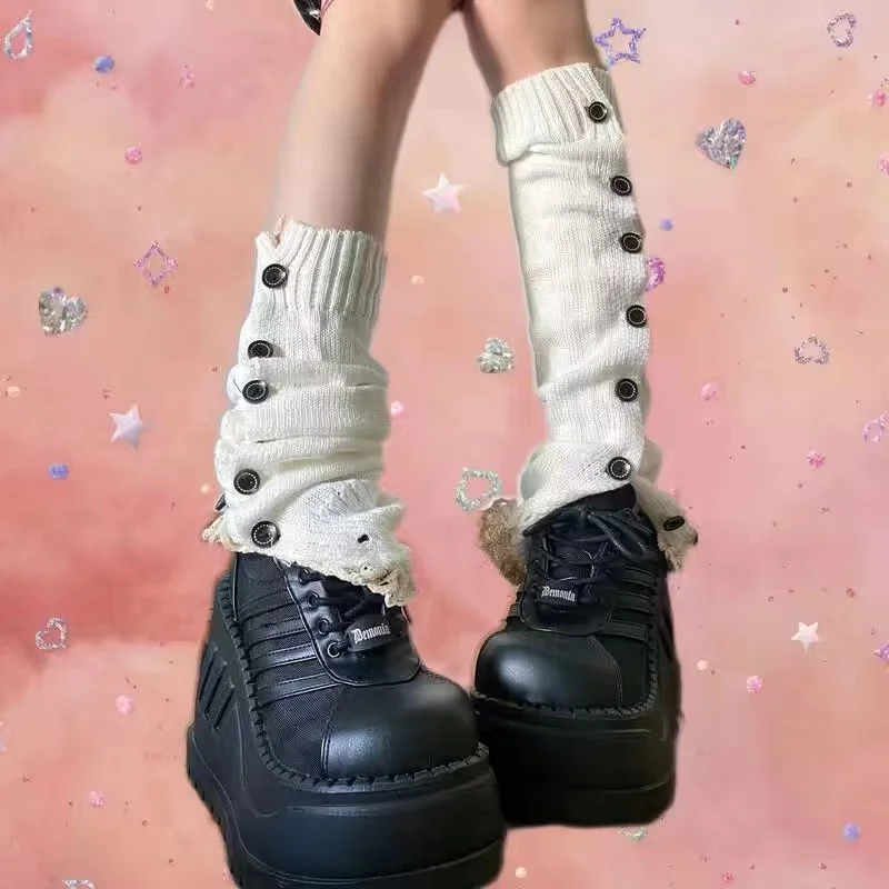 Prążkowane ocieplacze na nogi Goth Lolita – długie dzianinowe żółty