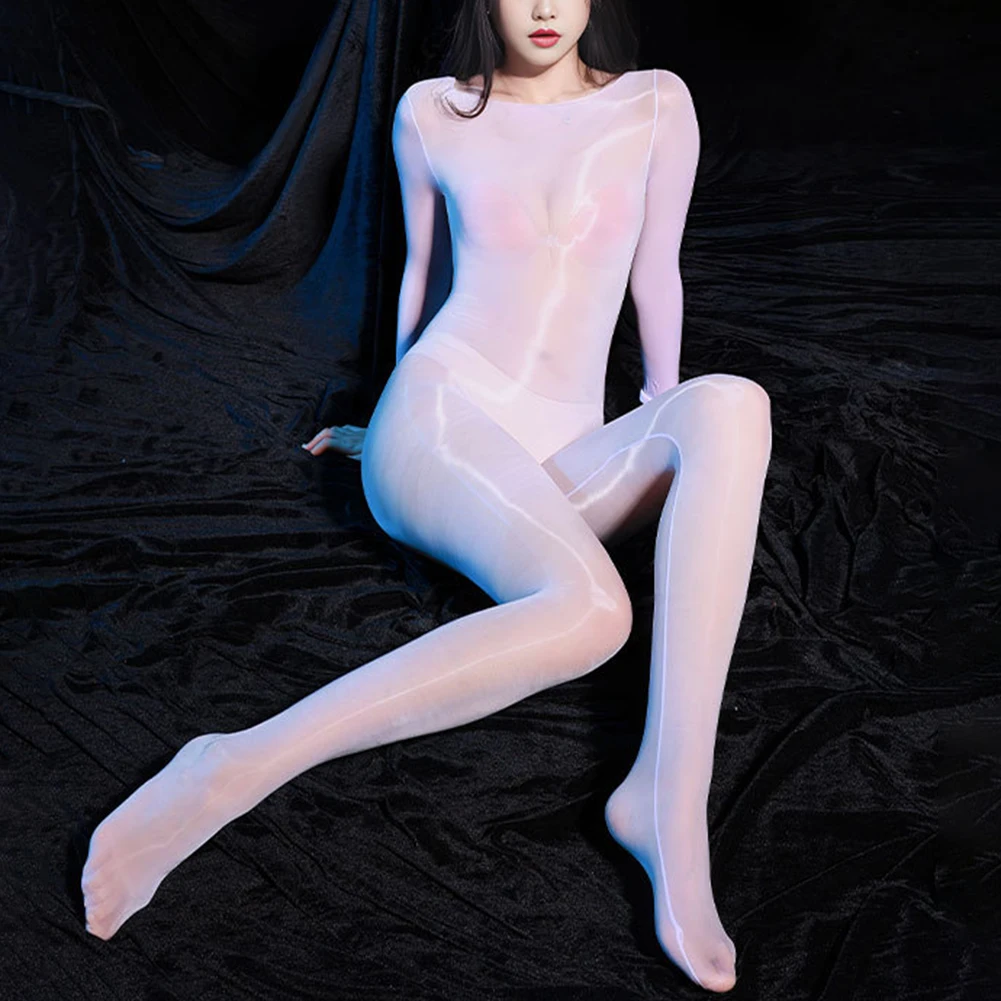 Przezroczyste bodystocking błyszczące na imprezę Ciemnoszary