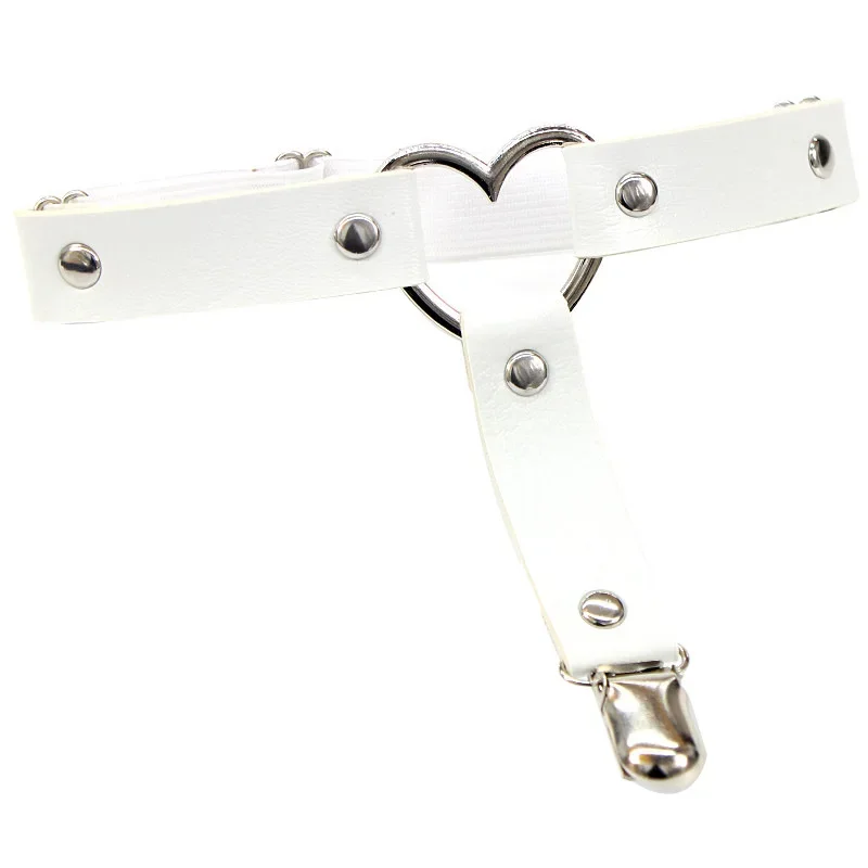 Punk choker z metalowymi frędzlami różowe kolce do szyi Biały