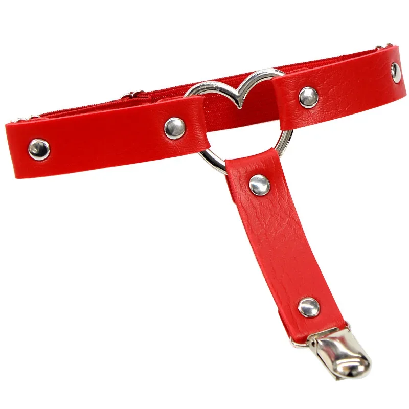 Punk choker z metalowymi frędzlami różowe kolce do szyi Czerwony