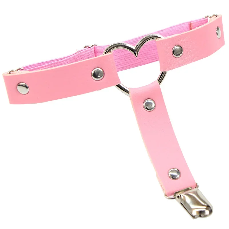 Punk choker z metalowymi frędzlami różowe kolce do szyi Różowy