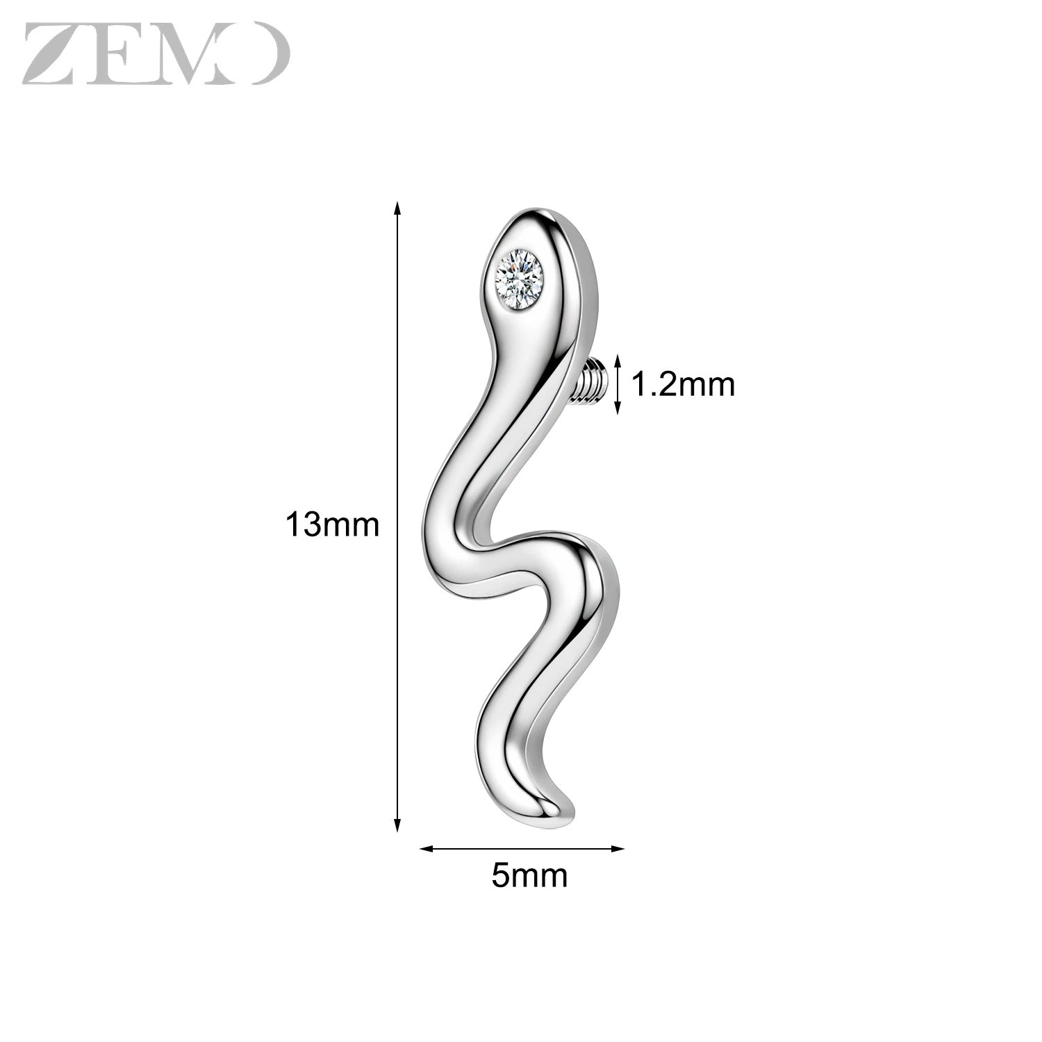 Punk dermal anchor ze stali nierdzewnej wąż korona piercing powierzchniowy Niebiesko biały ocynkowany