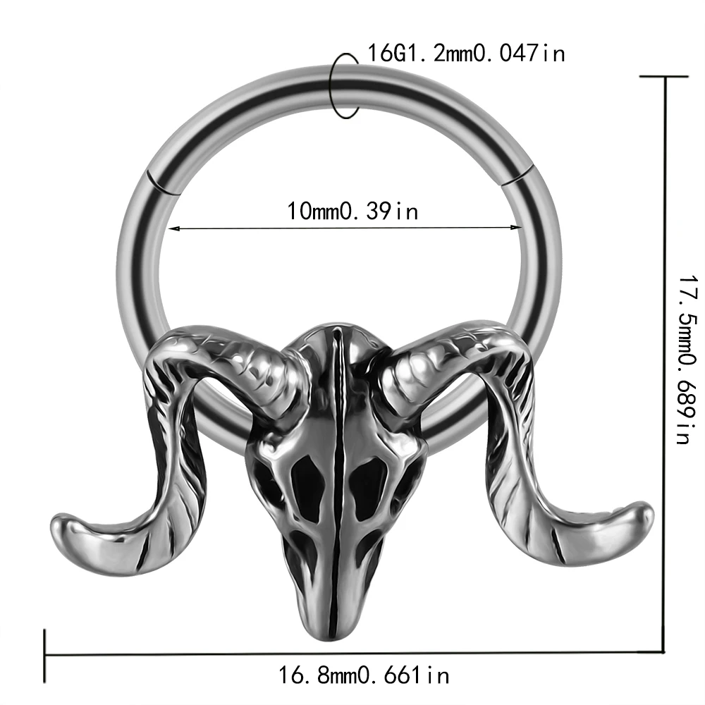 Punk piercing septum czarny – czaszka, pszczoła, byk, stal chirurgiczna Jasnożółty kolor
