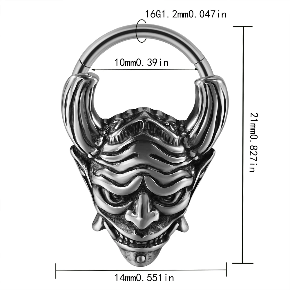 Punk piercing septum czarny – czaszka, pszczoła, byk, stal chirurgiczna Kolor czystego złota