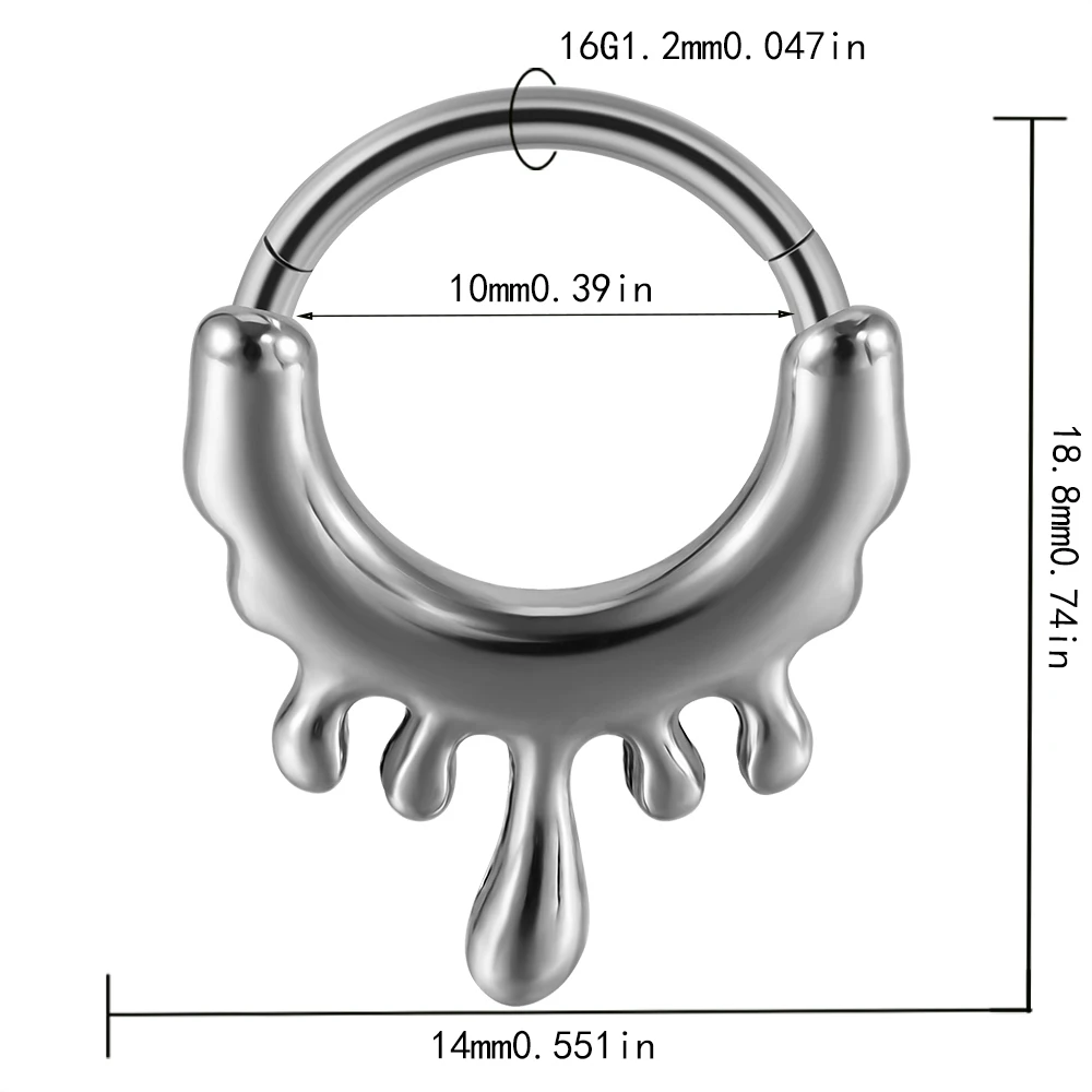 Punk piercing septum czarny – czaszka, pszczoła, byk, stal chirurgiczna Posrebrzane