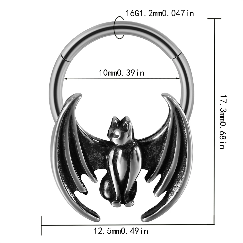 Punk piercing septum czarny – czaszka, pszczoła, byk, stal chirurgiczna Złoty kolor