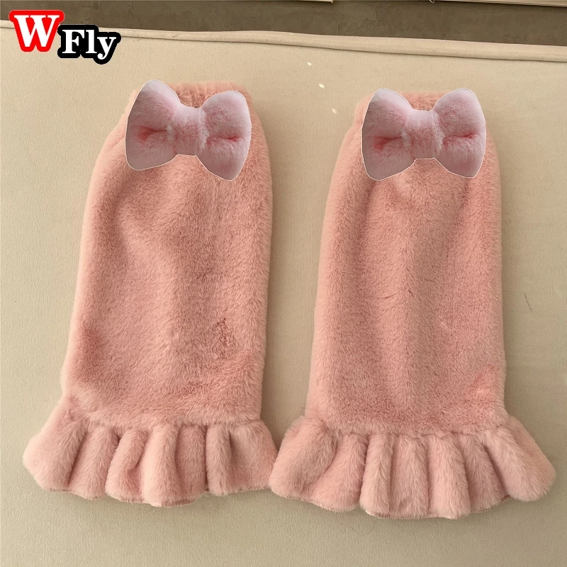 Puszyste skarpetki z kokardką w stylu Lolita Brązowy