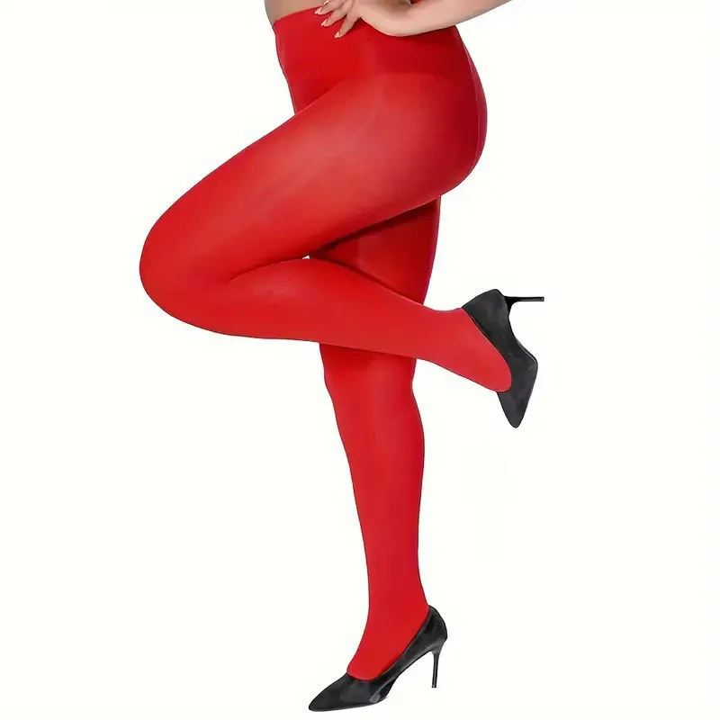 Rajstopy aksamitne 120D Plus Size w wielu kolorach Czerwony