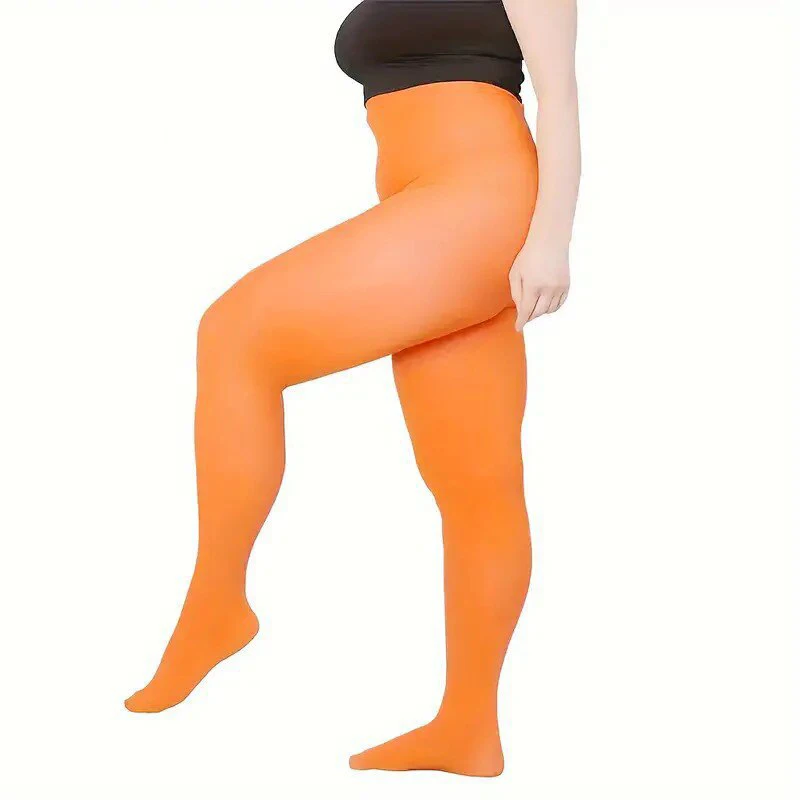 Rajstopy aksamitne 120D Plus Size w wielu kolorach Pomarańczowy