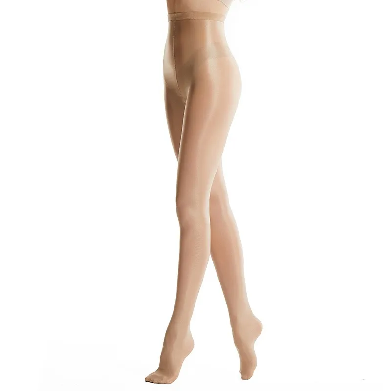 Rajstopy błyszczące modelujące plus size 70D olejkowy połysk Khaki