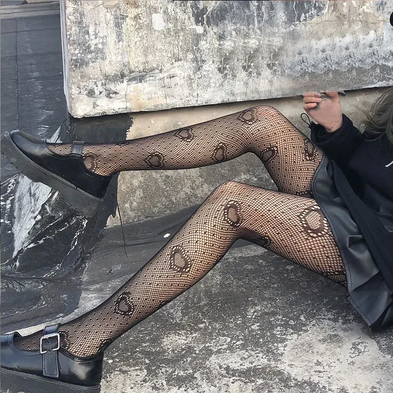 Rajstopy kabaretki z gwiazdkami w stylu Lolita Ciemnoszary