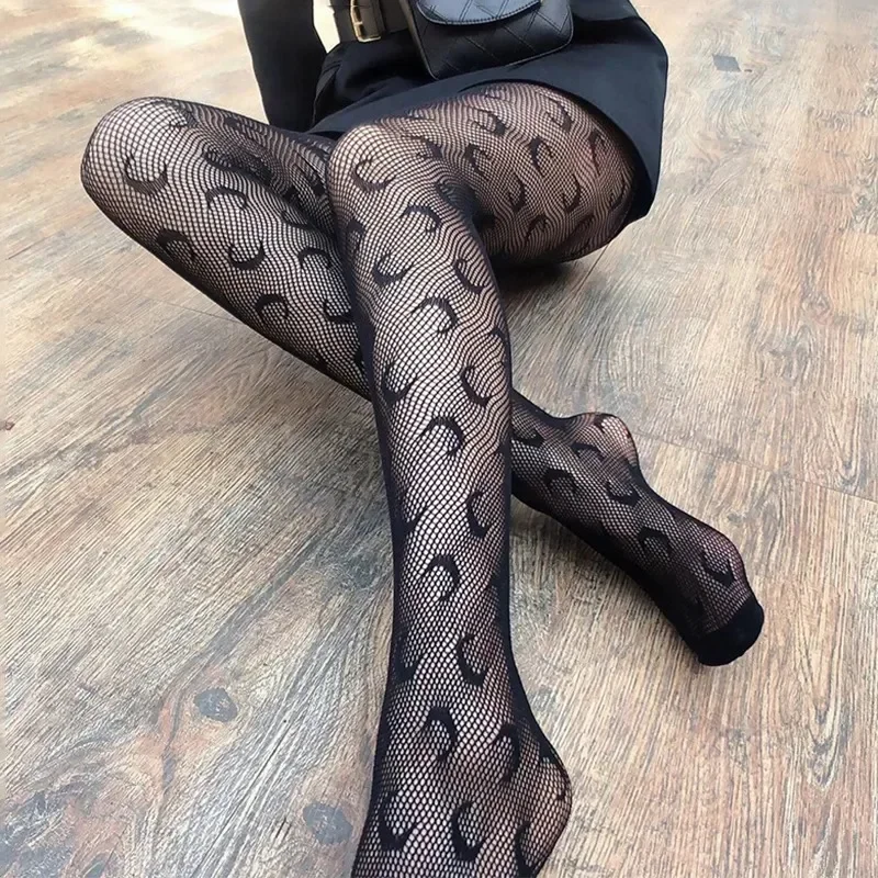 Rajstopy kabaretki z gwiazdkami w stylu Lolita Fuksja