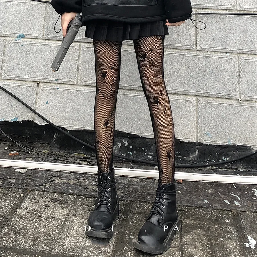 Rajstopy kabaretki z gwiazdkami w stylu Lolita Wielo