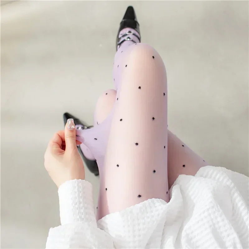 Rajstopy Lolita w serca i groszki słodkie kawaii Armijna zieleń