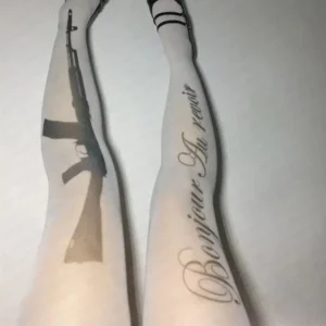 Rajstopy z nadrukiem liter graffiti Y2K kawaii emo girl Beżowy
