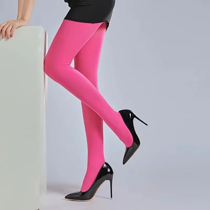 Rajstopy plus size 120D – kryjące elastyczne jednolite na jesień i zimę Fioletowy