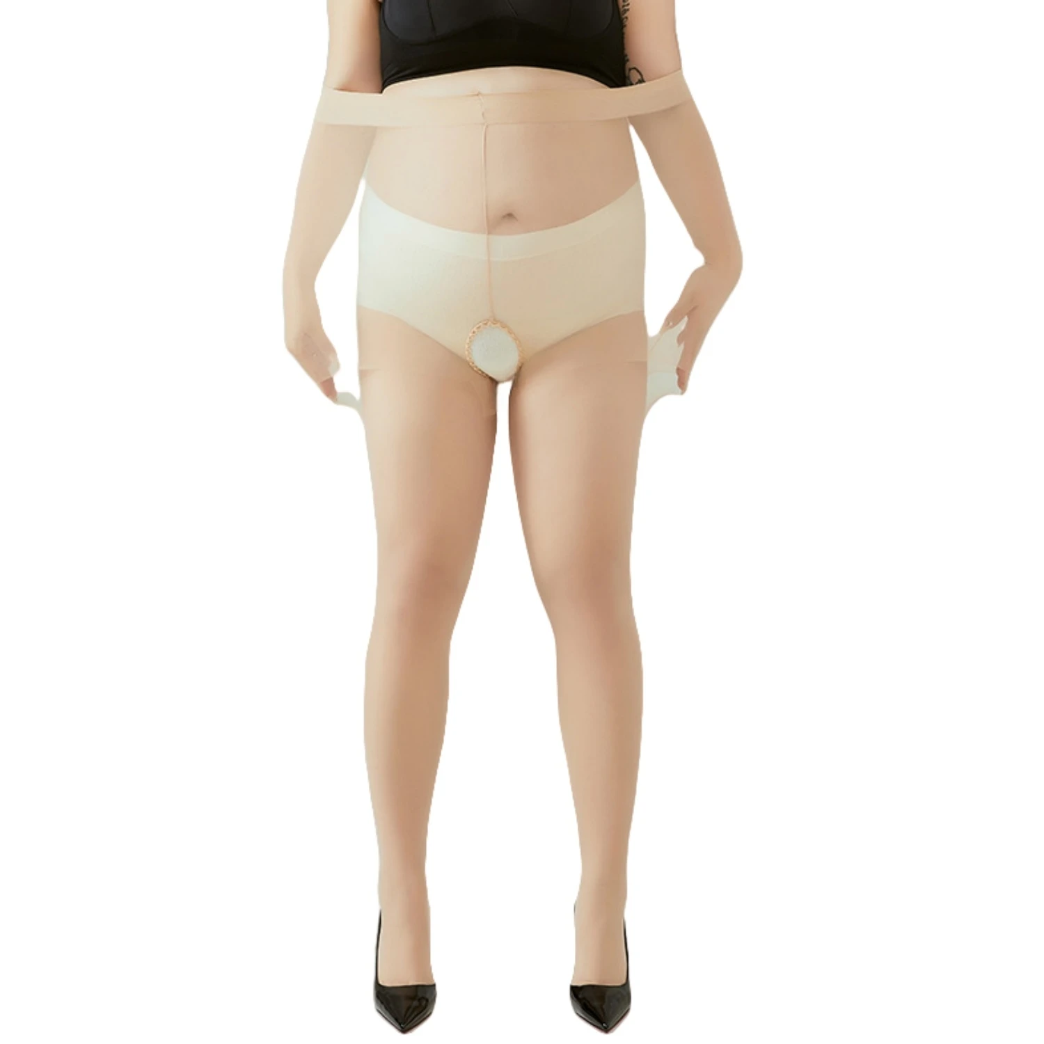Rajstopy plus size 5XL – cienkie elastyczne z wysokim stanem Szary