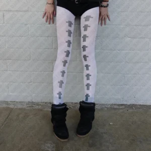 Rajstopy punk Lolita Harajuku, długie i uciskowe, wiele kolorów Czarny