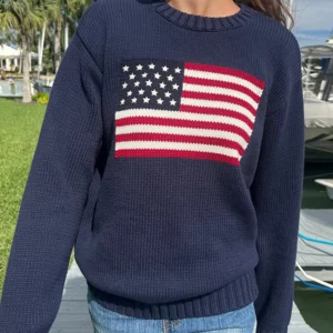 Retro sweter damski ze ściągaczem i luźnym krojem amerykański 
