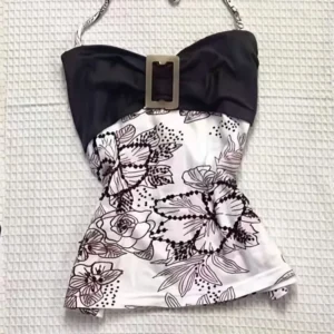 Retro top halter damski American Punk Harajuku z nadrukiem Biały