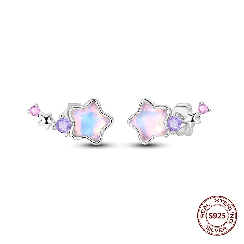 Różowe srebrne kolczyki kółka z kocią łapką próby 925 Cynamon