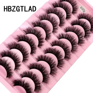 Rzęsy 3D faux mink puszyste i gęste – zestaw 10 par Czarny i srebrny