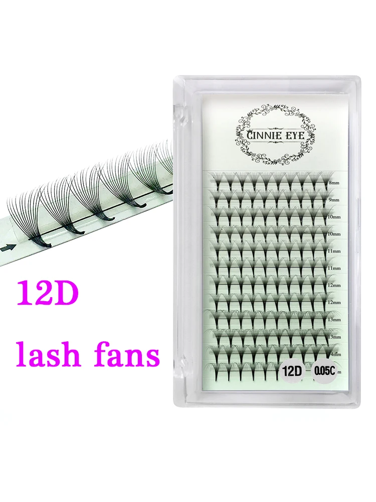 Rzęsy objętościowe 10D Volume premade fans do przedłużania Głęboki niebieski
