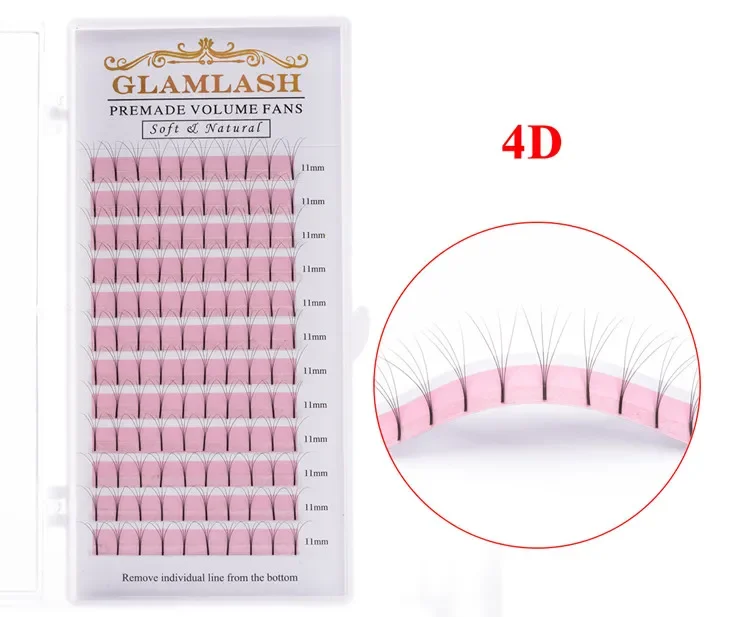Rzęsy objętościowe GLAMLASH 2D-6D długie premade rosyjskie Czerwony