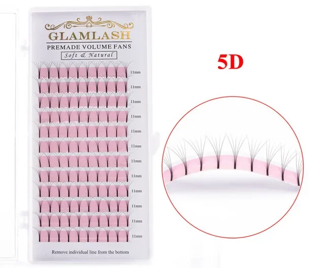 Rzęsy objętościowe GLAMLASH 2D-6D długie premade rosyjskie Jasnozielony