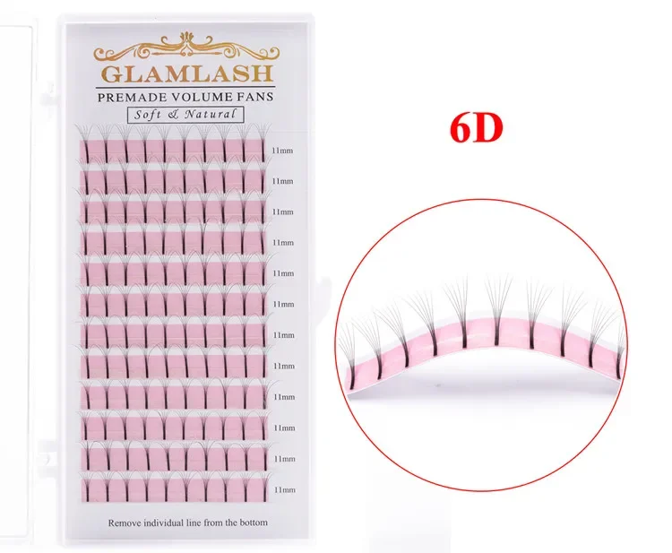 Rzęsy objętościowe GLAMLASH 2D-6D długie premade rosyjskie Srebrny